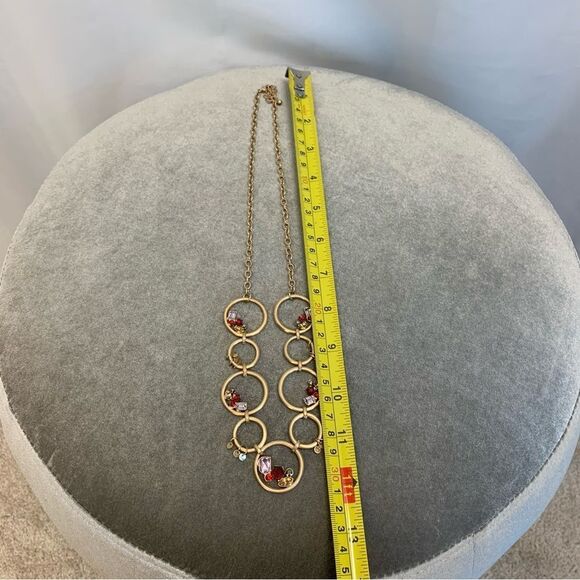 GOLDTONE Circle gem jewel embellished necklace - Picture 9 of 11